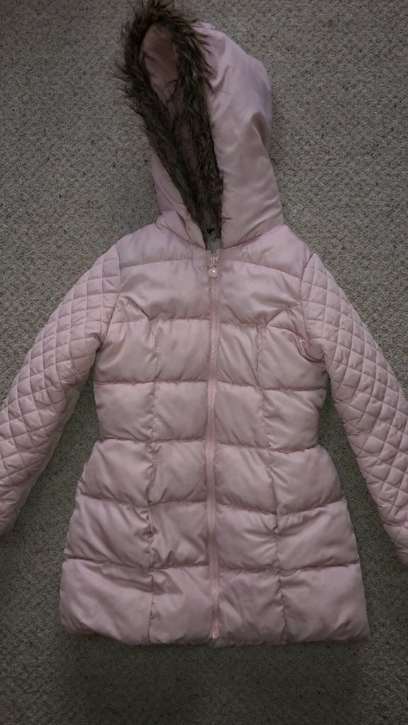 image for Girls pink quilted warm winter coat