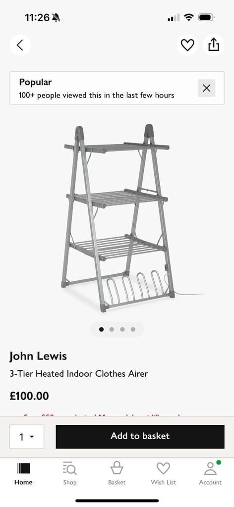 image for 3 tier heated clothes drier from John Lewis