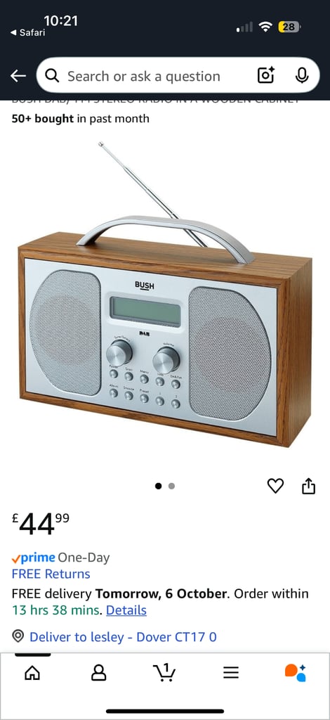  Bush Stereo Radio. Battery Only. DOVER. 