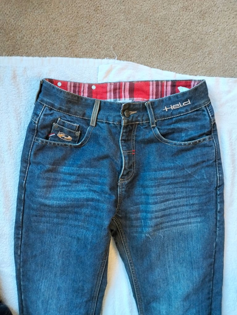 Held Mens Blue Motorcycle Aramid Lined Jeans Trousers Size M W32 L34 D30 Armour