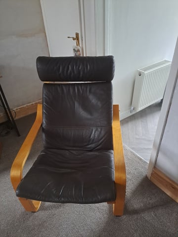 Ikea Poang Chair Or Set, Brown Leather in Borrowash, Derbyshire