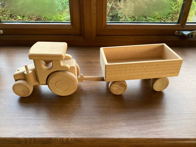 image for Wooden Toy Tractor and Trailer 