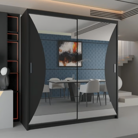 Brand New - California Mirror Sliding Door Wardrobe - black - SAME/NEXT DAY DELIVERY