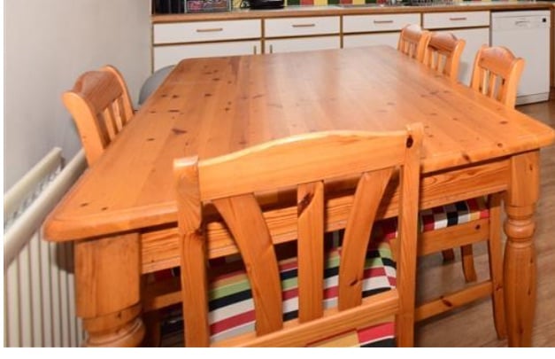 image for Solid wooden 6 seater dining table with 4 free chairs