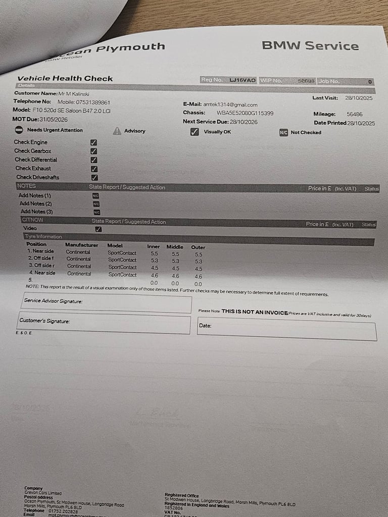 BMW, 5 SERIES, Saloon, 2016, Manual, 1995 (cc), 4 doors
