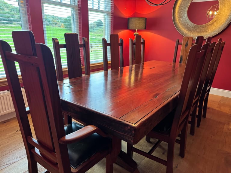 Jarabosky reclaimed Rhodesian Teak sleeper dining suite