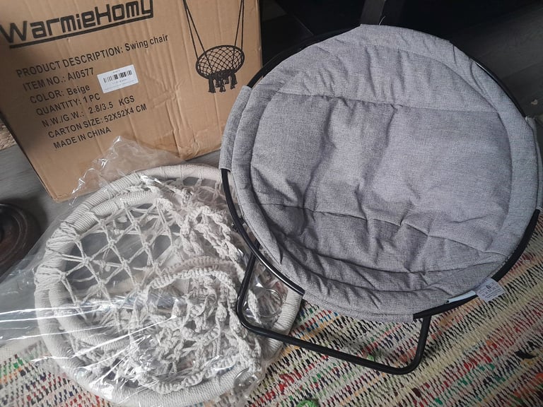 3 Free pet beds, 1 folding 1 swing chair style, 1 new cosy furry small bed