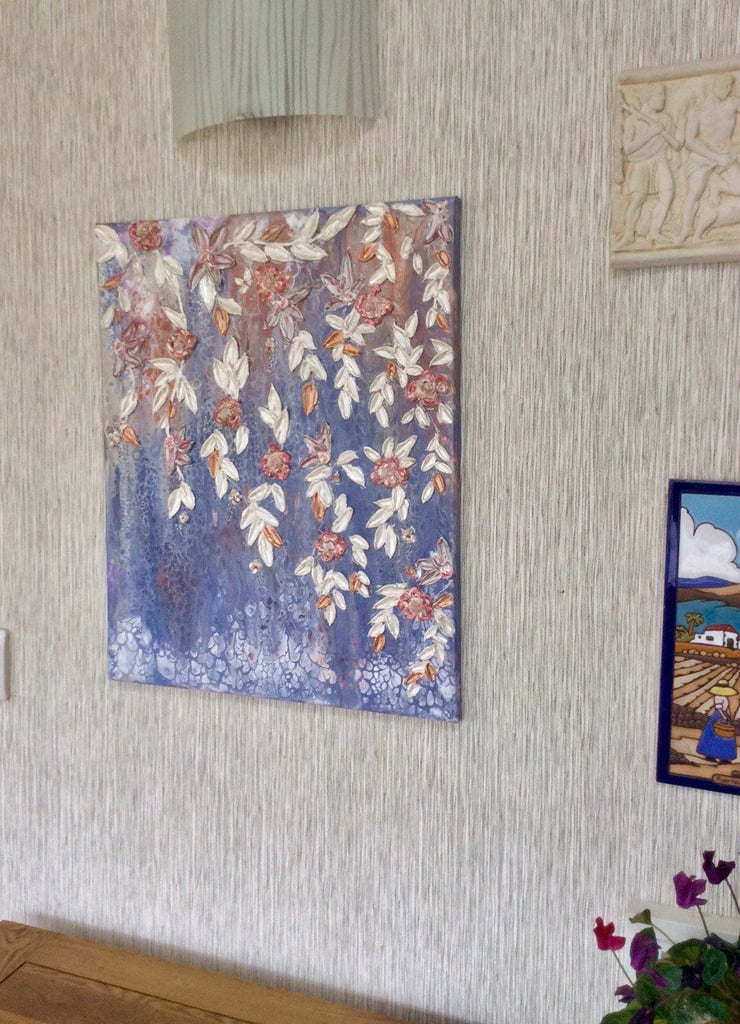 Gentle original acrylic painting,  abstract artwork with texture 