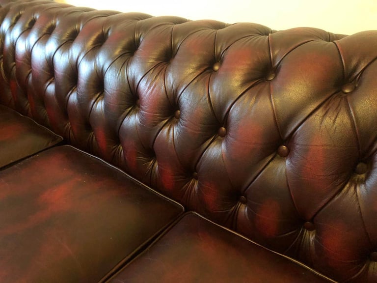 Ox Blood Red Chesterfield Sofa, chair and footstool
