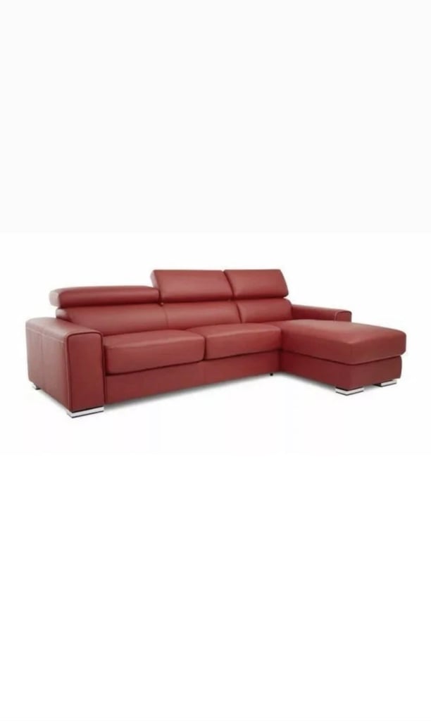 DFS Velocity / Kalamos Leather Chaise Sofa Bed - Red
