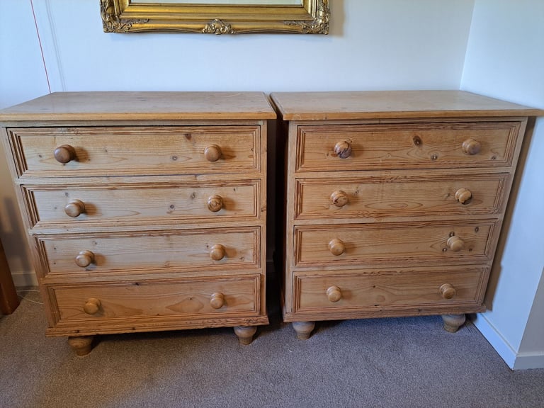 image for Pine chests of drawers, matching pair