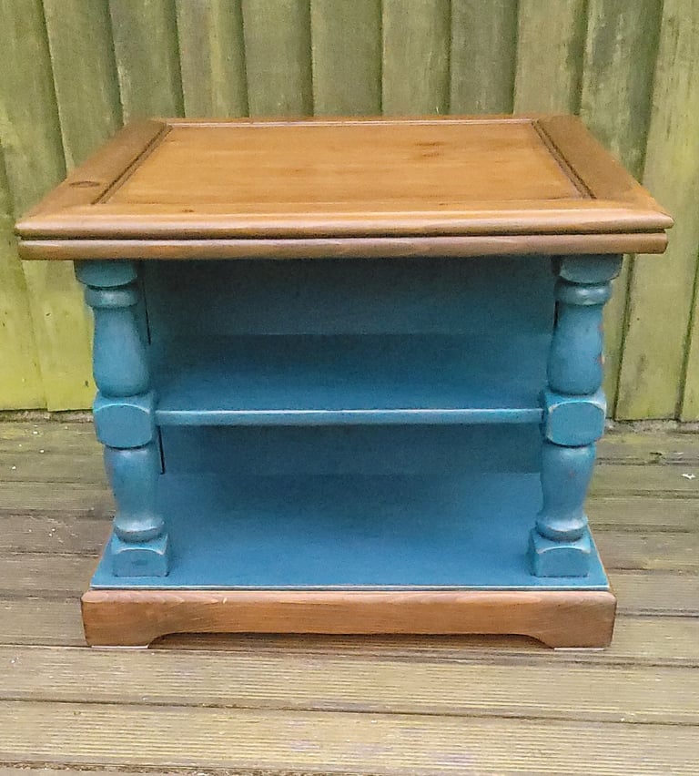 Pine coffee table painted blue