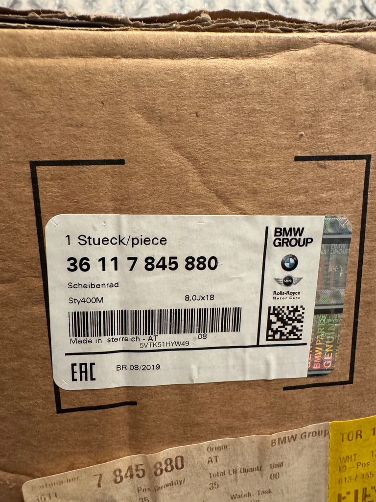 Genuine BMW Alloy Wheels 400M M Sport – Brand New in Box