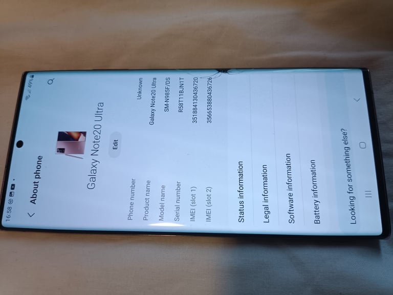 Samsung note 20 256gb very good.