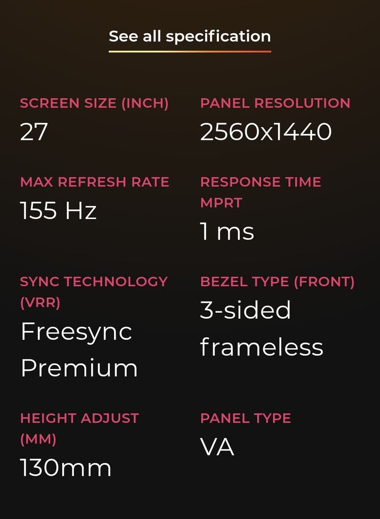 AOC 27 inch Gaming Monitor