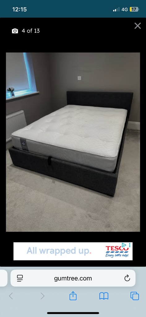 image for King size bed with storage and mattress for sale 