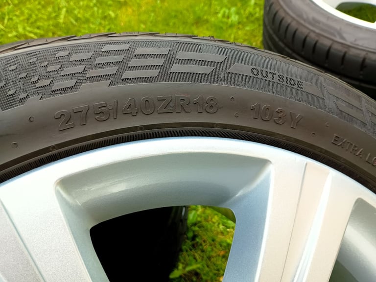18" JAGUAR XK COUPE ALLOYS 5x108 8.5J/9.5J SPLIT WIDTH WHEELS EXCELLENT TYRES XF XE XJ