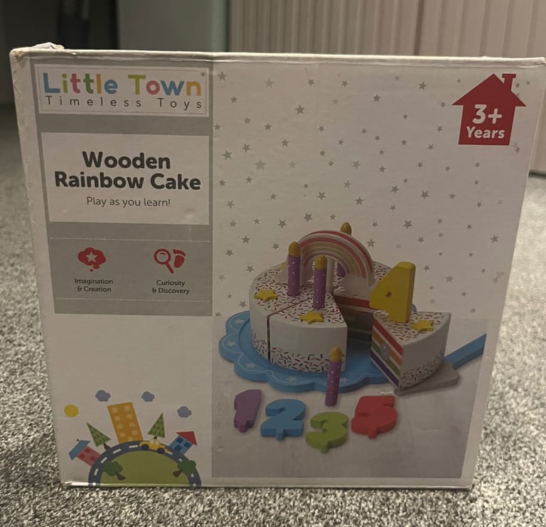 image for Little town Aldi wooden rainbow cake 