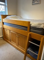 Single Oak Cabin Bed with Storage