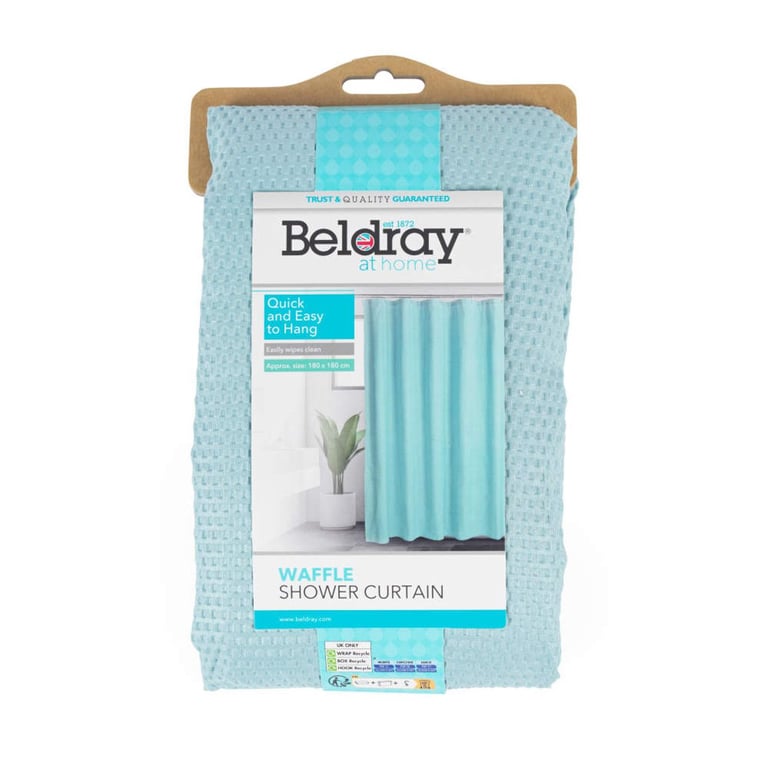 image for Waffle Design Shower Curtain - Blue