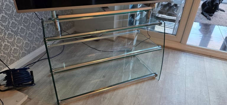 image for Tempered Glass 3-shelf TV Stand