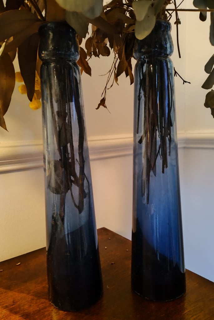 Blue glass vases