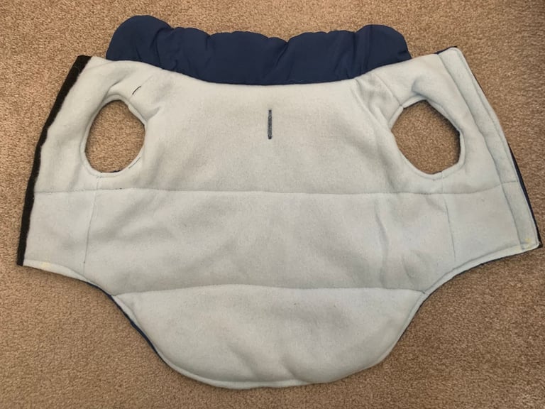 New Blue Fleece Lined Step In Dog Coat - Reflective Paw Logo - Back 31cm Under 24cm Girth 50cm