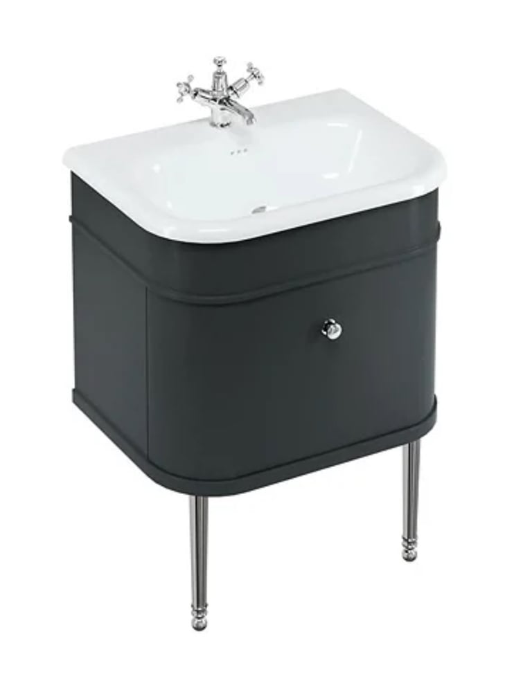 Brand New Burlington Bathroom Vanity Unit with Basin & Draw Chrome Legs & Handle