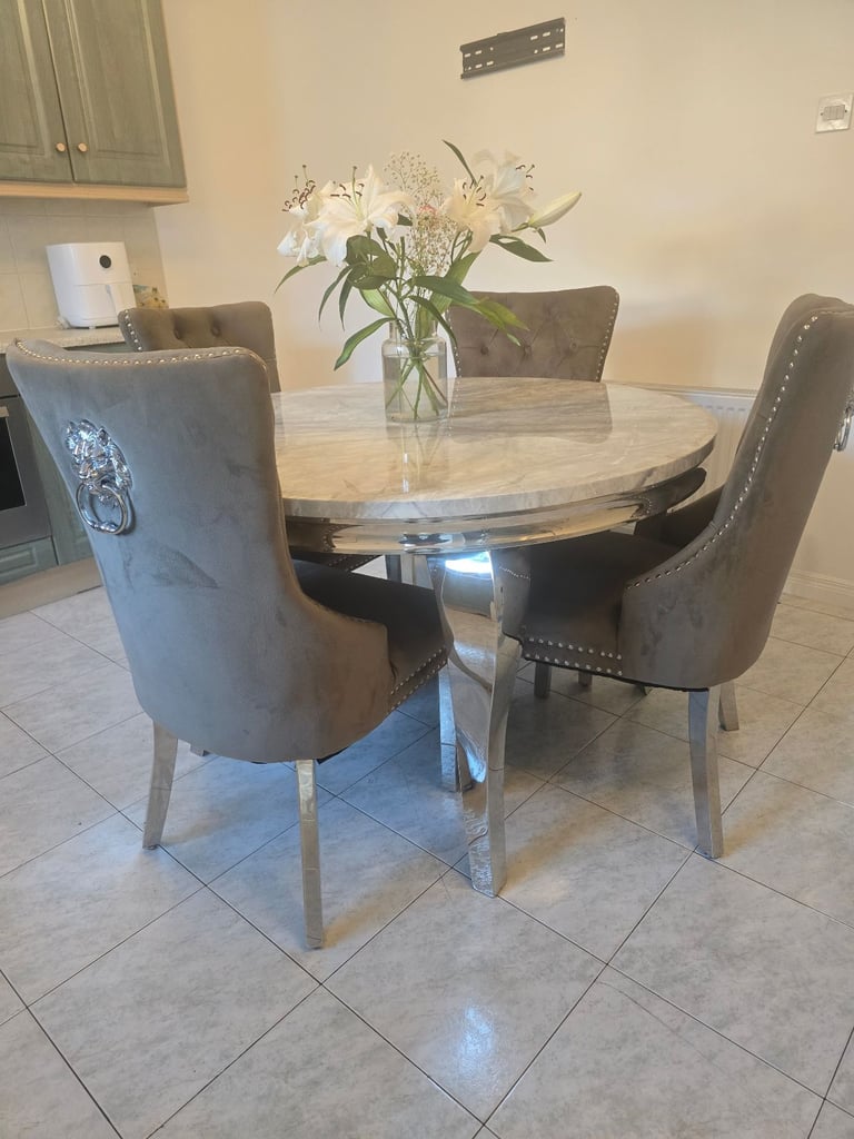Marble top table and 4 chairs 
