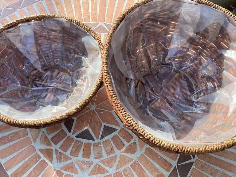 SET OF THREE WOVEN GRASS INDOOR OUTDOOR PLANTERS BOWL FLOWER POT COVERS