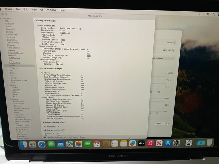 MacBook 💻 Air 256GB 8GB (2020) Battery Cycle 67. Silver. Immaculate Condition 