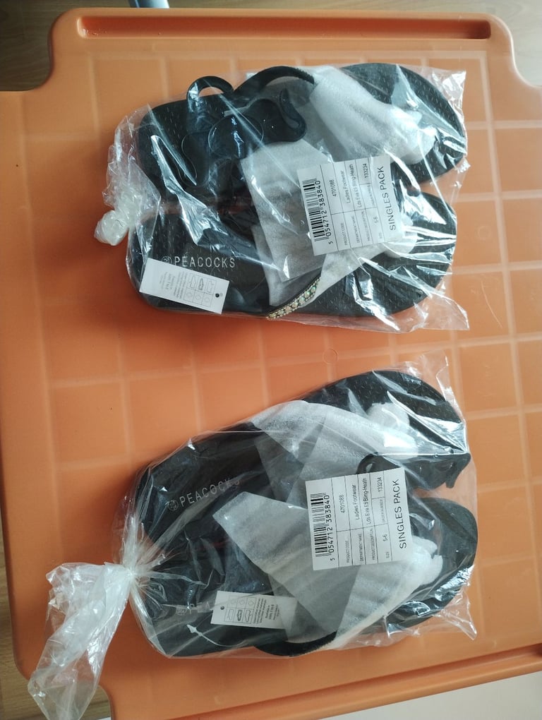 image for 2 pairs of Peacock brand new women's slippers. Size 5-6