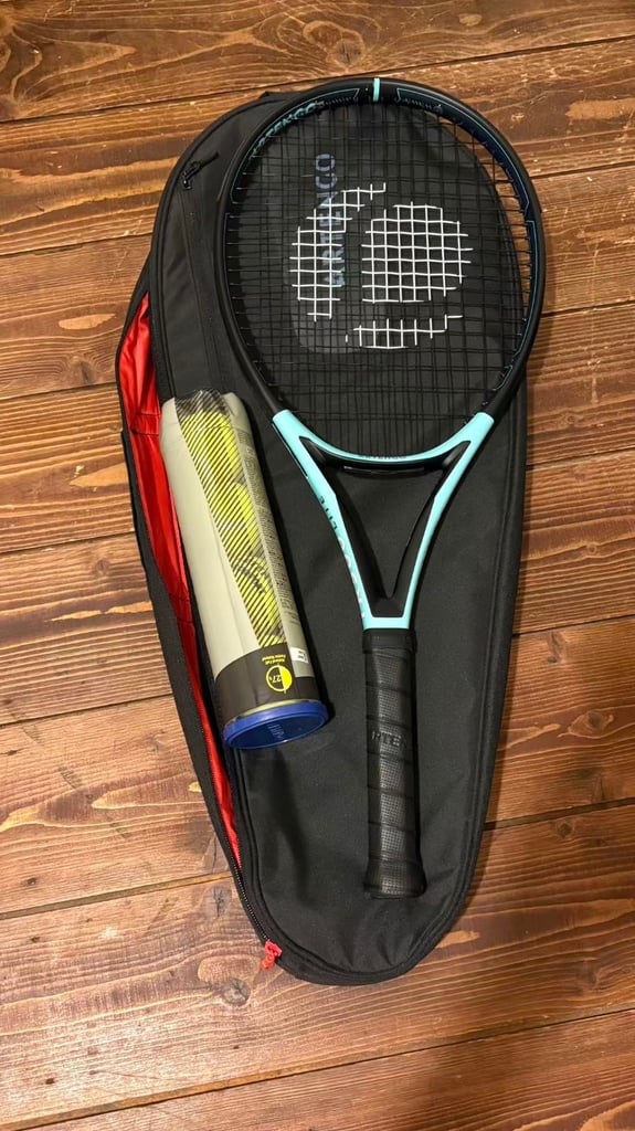 image for Tennis set- racket, bad, and balls