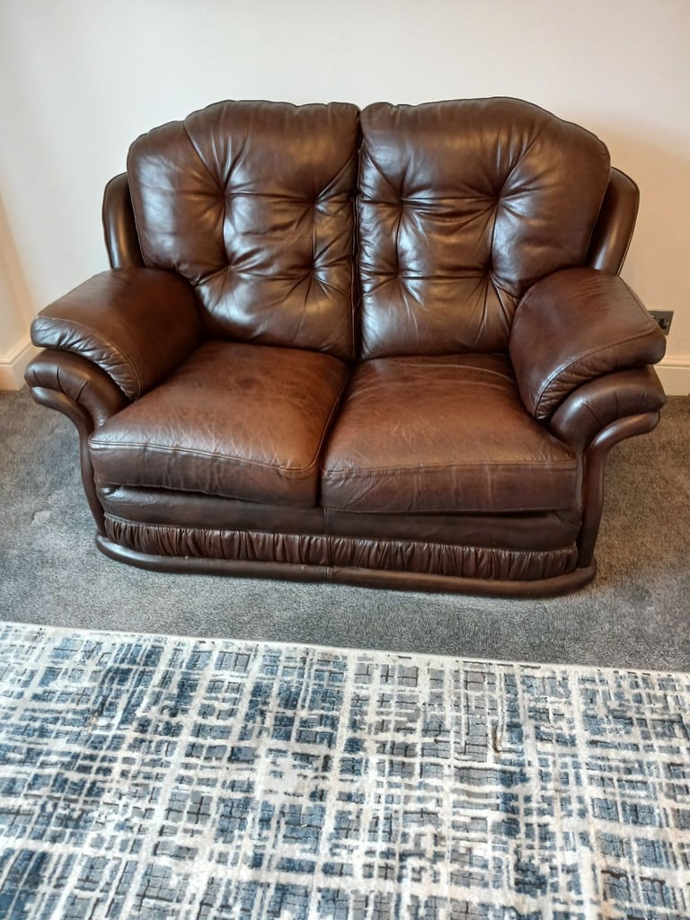image for Leather Sofa and Footstool - West Drayton