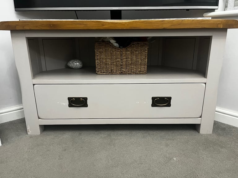 image for Solid oak & grey TV unit