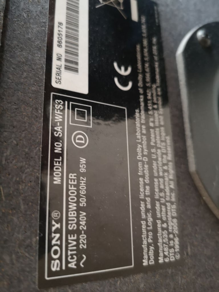 SONY SOUNDBAR/SA-WFS3/2.1 CH/SPEAKERS/AMPLIFIER/BUILT IN SUBWOOFER/OPTICAL/RADIO/300W