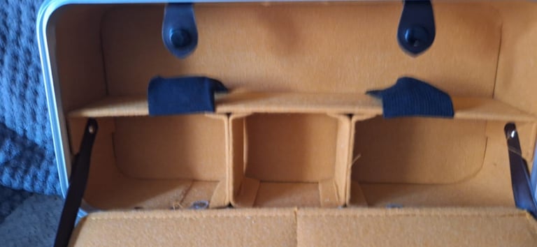 Large Vintage Leather Camera Box Multi Compartments