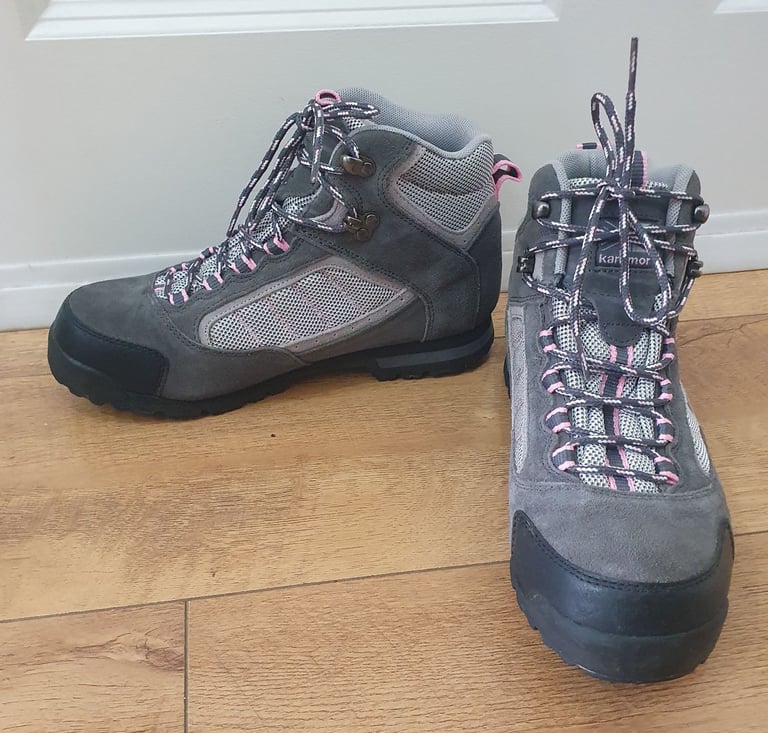 image for KARRIMOR Ladies Boulder 10 Hiking Boots Leather Grey Charcoal Pink 6 39.5