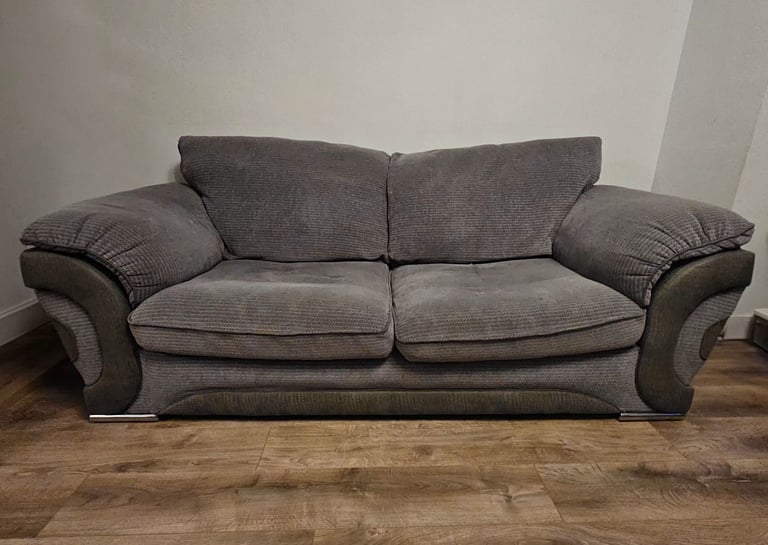 image for 3-Seater Grey Sofa + Sofa Chair