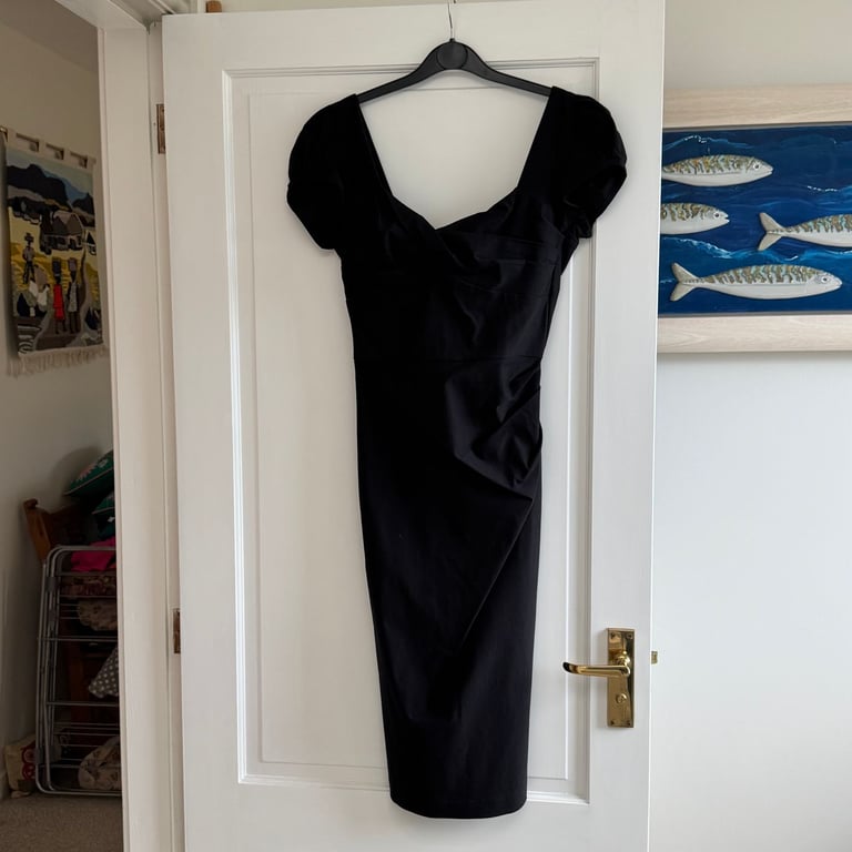Beautiful fitted black cocktail dress size 12 by "Stop Staring"