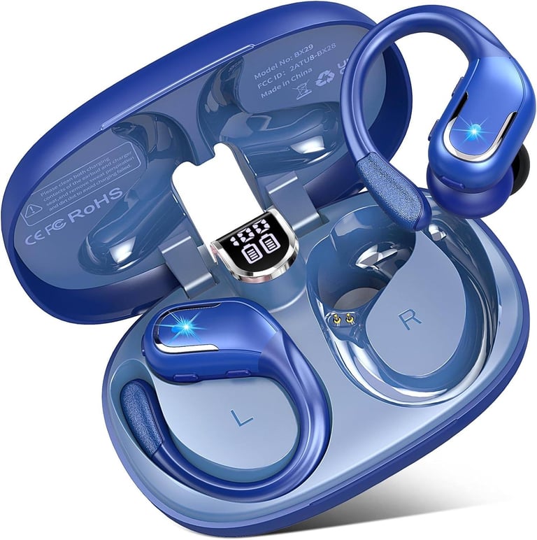 image for Ltinist X29 Bluetooth 5.4 Headphones Sport, 75 hours, HD Mic, in ear, IP7 waterproof, Blue