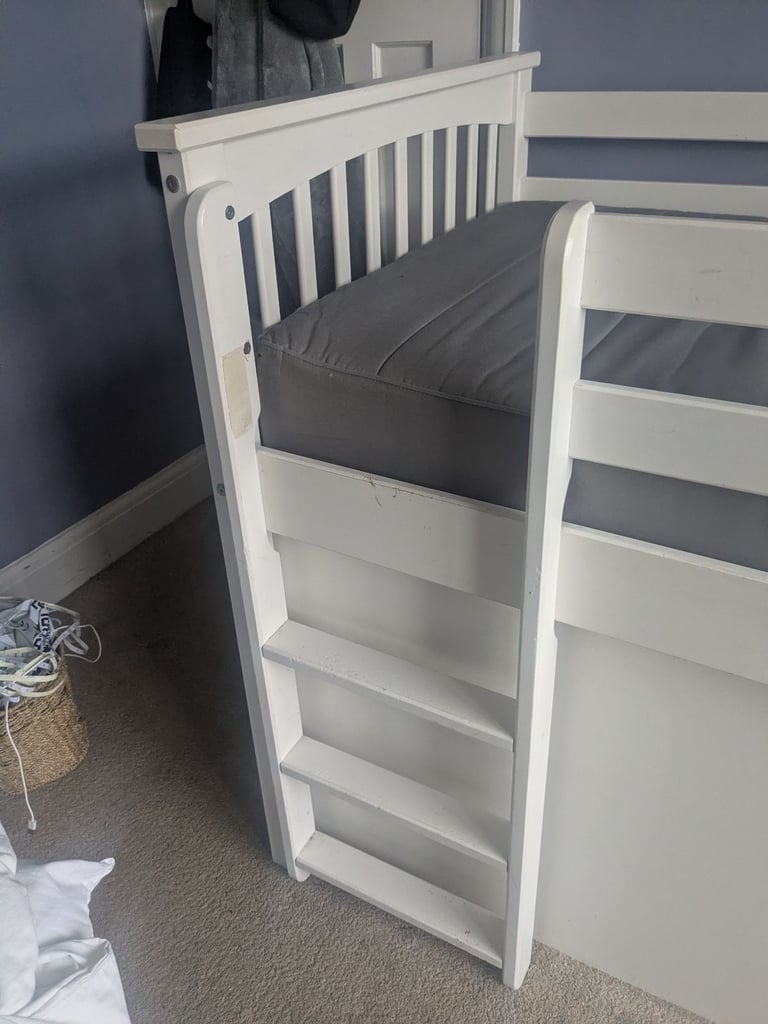White cabin bed with storage 