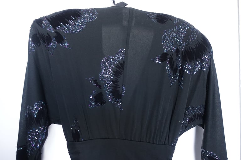 Vintage Black Sparkly Party Dress Size 8-10 Lorraine Chase Collection 