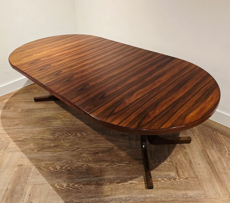 Mid Century Modern Danish Double Extending Rosewood Dining Table, likely Skovby