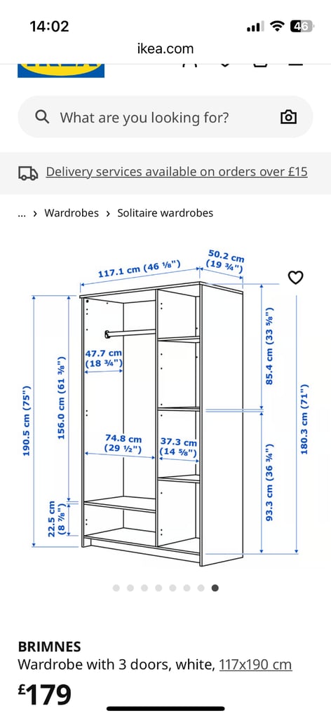 IKEA Brimnes 3 Door Wardrobe 