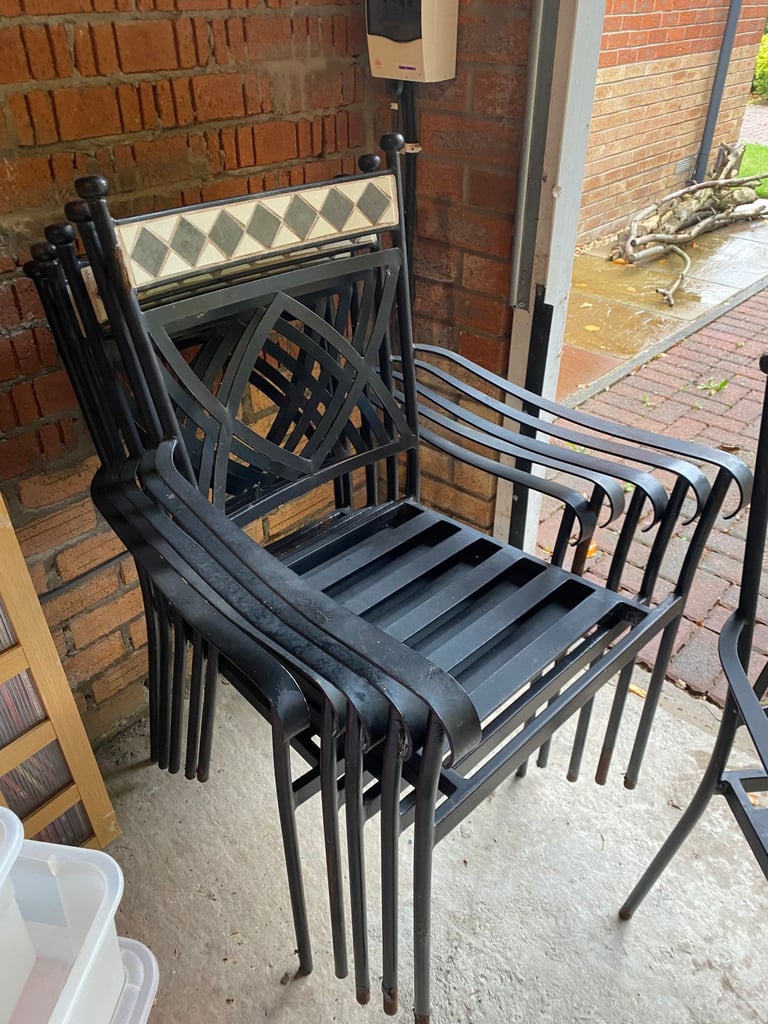 image for 6 black metal garden chairs