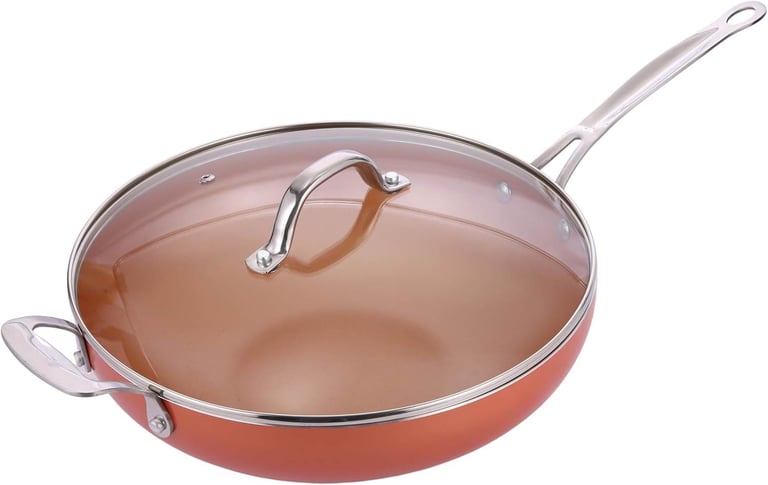 image for Innovacook Copper Ceramic Wok with Silicone Spatula