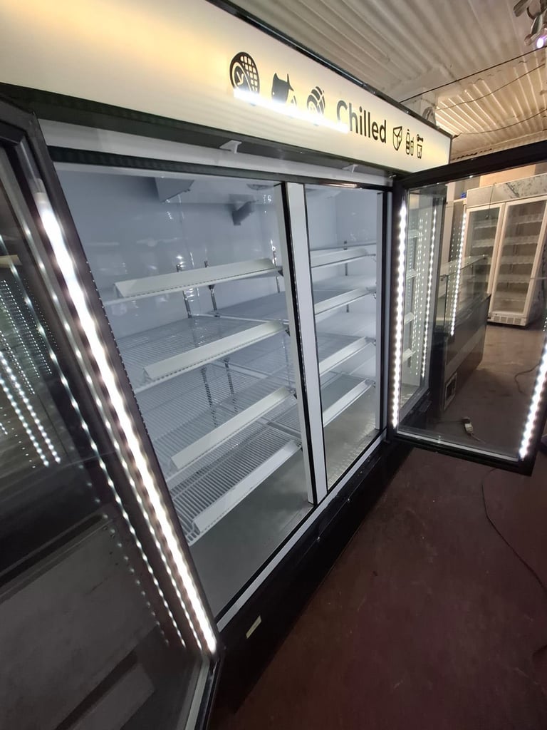 Commercial upright display glass fridge or freezer cafe shop restaurant supermarket 
