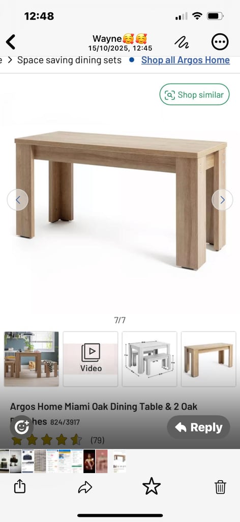 image for Oak table and bench’s 