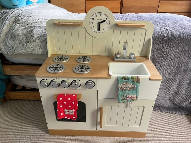 Wooden Kitchen with Wooden Appliances, Food and Accessories